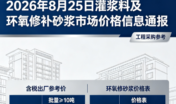 细水乡2026年8月25日灌浆料及环氧修补砂浆市场价格信息通报